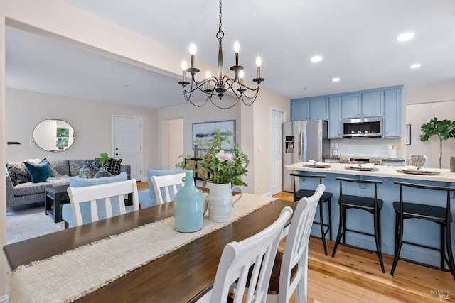 14 Ceriani Ct, Napa, CA 94558 - dining area featuring recessed lighting, a chandelier, and light wood-style floors
