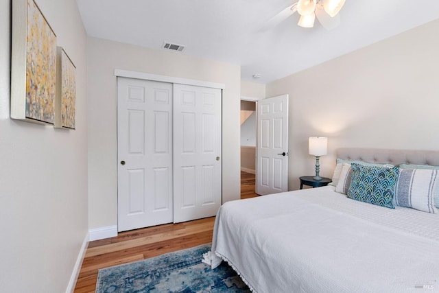 14 Ceriani Ct, Napa, CA 94558 - bedroom with wood finished floors, baseboards, a closet, and ceiling fan