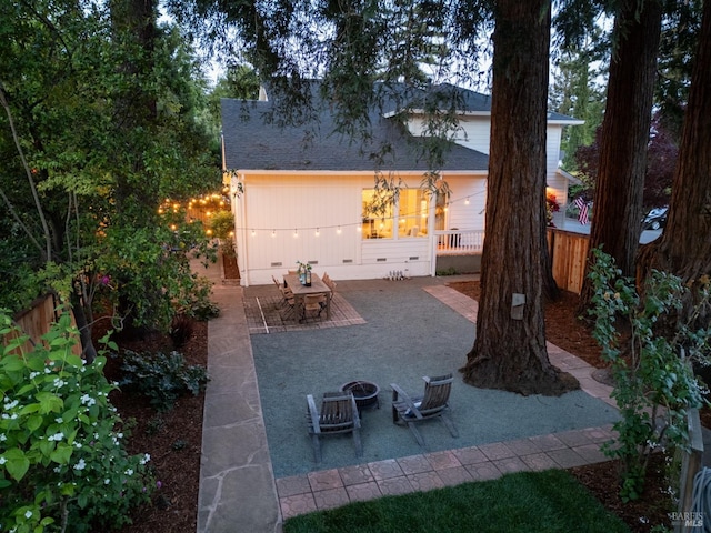 14 Ceriani Ct, Napa, CA 94558 - back of house with a patio, an outdoor fire pit, and a shingled roof