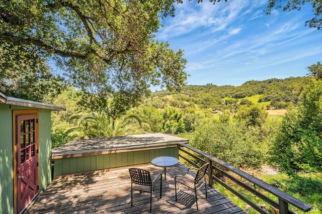 1561 S Fitch Mountain Rd, Healdsburg, CA 95448 - wooden terrace featuring a view of trees