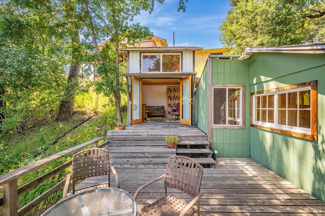 1561 S Fitch Mountain Rd, Healdsburg, CA 95448 - wooden terrace with outdoor dining space