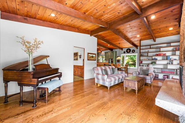286 Monte Vista Dr, Napa, CA 94559 - living room featuring wood ceiling, wood finished floors, and recessed lighting