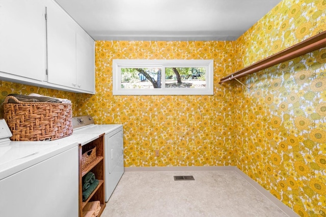 286 Monte Vista Dr, Napa, CA 94559 - laundry room featuring washer and clothes dryer, cabinet space, and baseboards