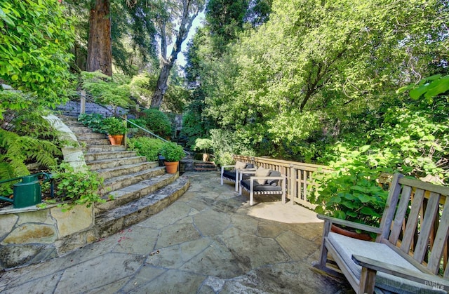 17 Oak Rd, Larkspur, CA 94939 - view of patio / terrace with stairway