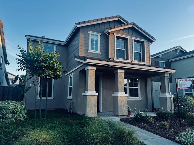 2560 Greg Jarvis Ave, Sacramento, CA 95834 - craftsman-style home featuring covered porch, board and batten siding, and fence