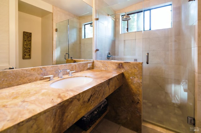 2859 Wallace Creek Rd, Healdsburg, CA 95448 - bathroom featuring vanity and a shower stall