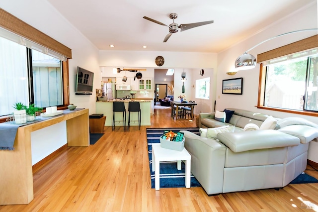 2859 Wallace Creek Rd, Healdsburg, CA 95448 - living room with wood finished floors and ceiling fan