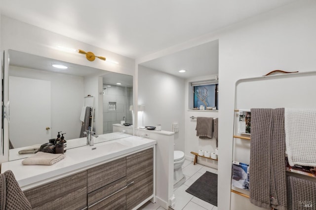 503 Easterby St, Sausalito, CA 94965 - bathroom featuring toilet, vanity, tile patterned flooring, a shower, and baseboards