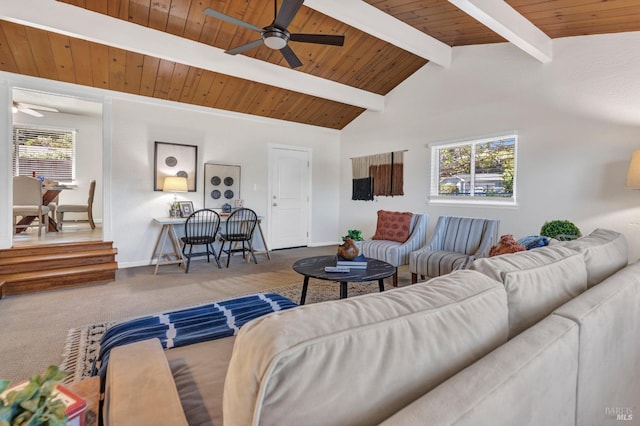 168 Bergwall Way, Vallejo, CA 94591 - carpeted living area featuring ceiling fan and wooden ceiling