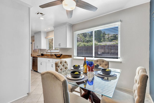 168 Bergwall Way, Vallejo, CA 94591 - dining area featuring light tile patterned flooring and ceiling fan