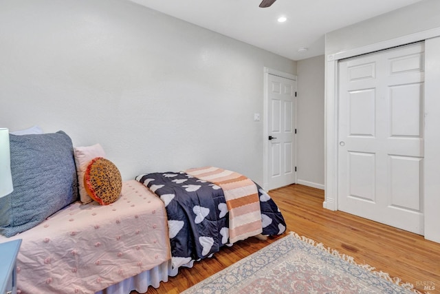 168 Bergwall Way, Vallejo, CA 94591 - bedroom featuring wood finished floors, recessed lighting, ceiling fan, and a closet