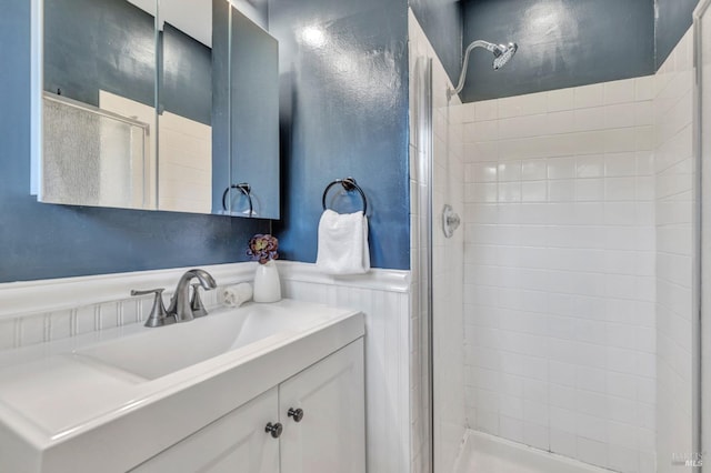 168 Bergwall Way, Vallejo, CA 94591 - full bath featuring a stall shower, vanity, and a wainscoted wall