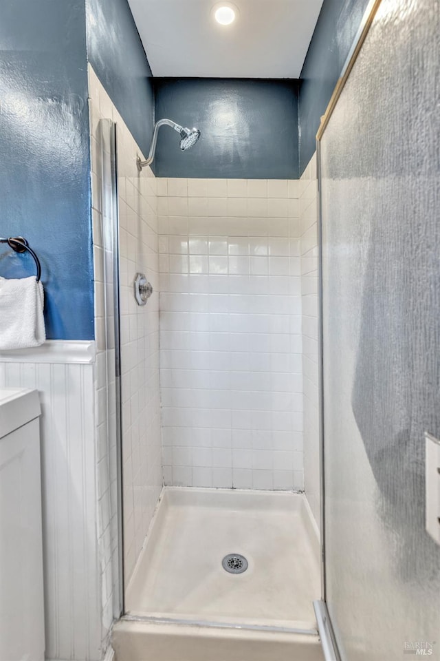 168 Bergwall Way, Vallejo, CA 94591 - full bath with a stall shower and a wainscoted wall