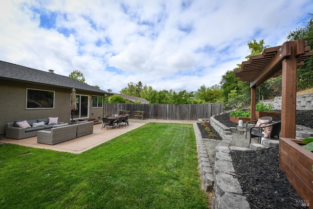 1006 Birkdale Dr, Napa, CA 94559 - view of yard with an outdoor living space, a patio, and a pergola