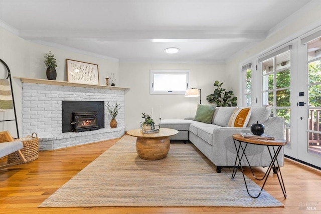2787 N Fitch Mountain Rd, Healdsburg, CA 95448 - living area with healthy amount of natural light, wood finished floors, crown molding, and beamed ceiling