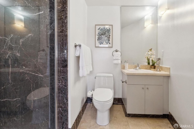 1452 Bush St Unit 9, San Francisco, CA 94109 - bathroom with toilet, vanity, a marble finish shower, and baseboards