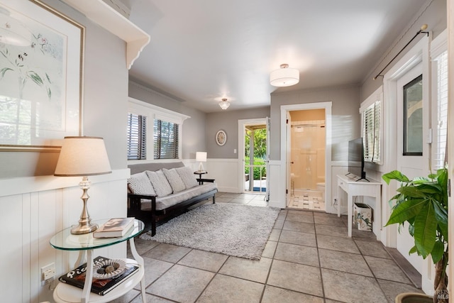 2110 3rd St, Napa, CA 94559 - living room with tile patterned floors and a wainscoted wall