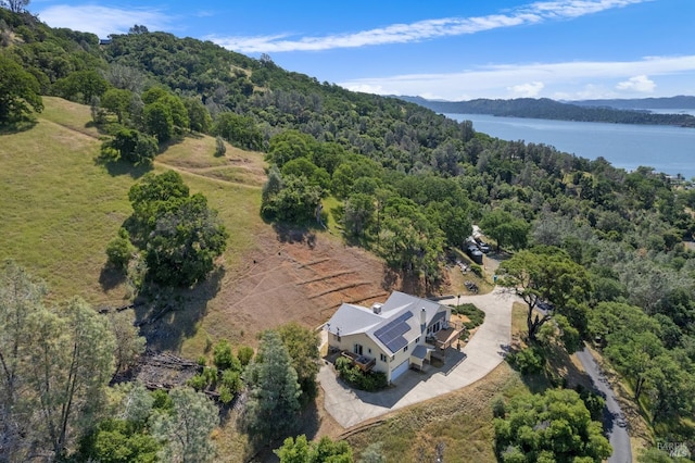 9260 Leila Dr, Glenhaven, CA 95443 - view from above of property featuring a water and mountain view and a heavily wooded area