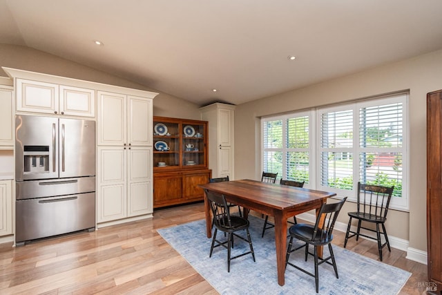 3355 Covey Ct, Napa, CA 94558 - dining area featuring lofted ceiling, light wood-type flooring, recessed lighting, and baseboards