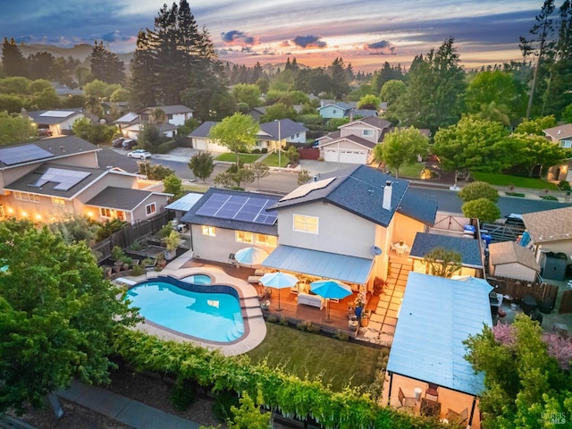 3355 Covey Ct, Napa, CA 94558 - aerial view at dusk of view of pool and a residential view
