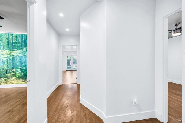 1444 Ohio St, Vallejo, CA 94590 - corridor with wood finished floors, baseboards, and recessed lighting