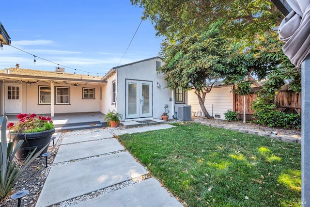 1444 Ohio St, Vallejo, CA 94590 - view of front of house featuring central air condition unit, french doors, and stucco siding