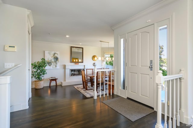 2 Spring Hill Cir, Sausalito, CA 94965 - foyer entrance with wood finished floors, ornamental molding, recessed lighting, and baseboards