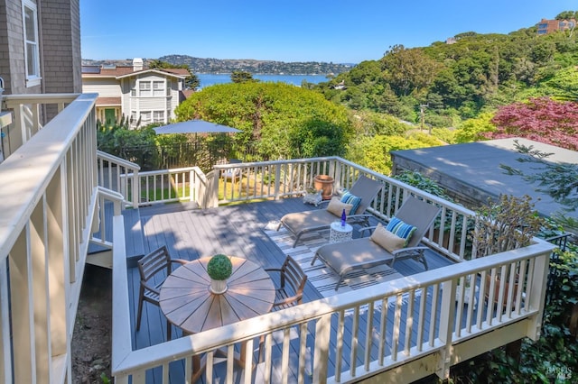 2 Spring Hill Cir, Sausalito, CA 94965 - wooden deck with a water view