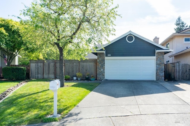829 Winton Dr, Petaluma, CA 94954 - view of front of home featuring stone siding, concrete driveway, and an attached garage