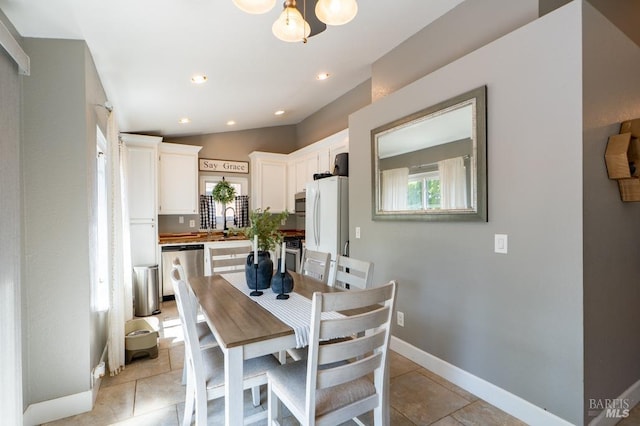 829 Winton Dr, Petaluma, CA 94954 - dining room featuring a chandelier, baseboards, light tile patterned floors, and recessed lighting
