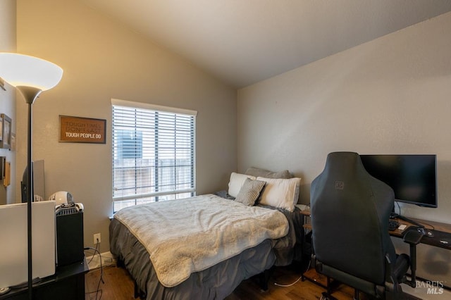 829 Winton Dr, Petaluma, CA 94954 - bedroom with lofted ceiling and wood finished floors
