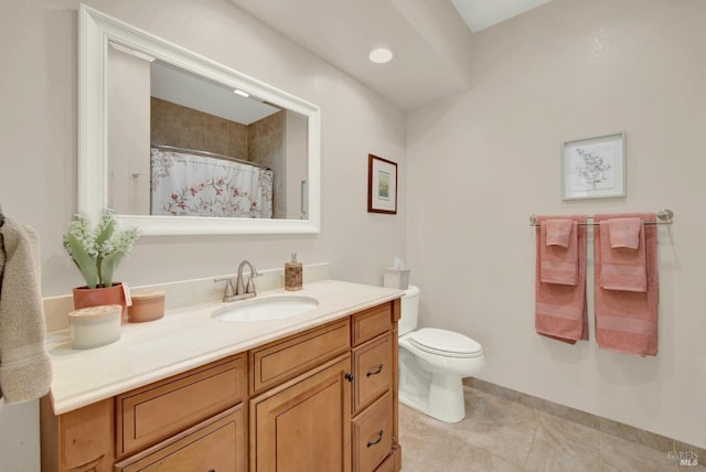 113 Pau Ct, Fairfield, CA 94534 - bathroom with vanity, toilet, tile patterned floors, and a shower with curtain
