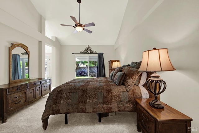 113 Pau Ct, Fairfield, CA 94534 - bedroom with light carpet, high vaulted ceiling, and ceiling fan