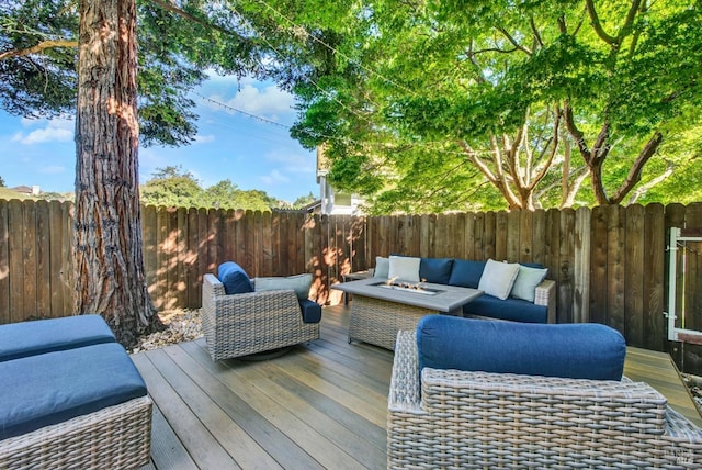 113 Pau Ct, Fairfield, CA 94534 - wooden terrace featuring an outdoor living space with a fire pit and fence
