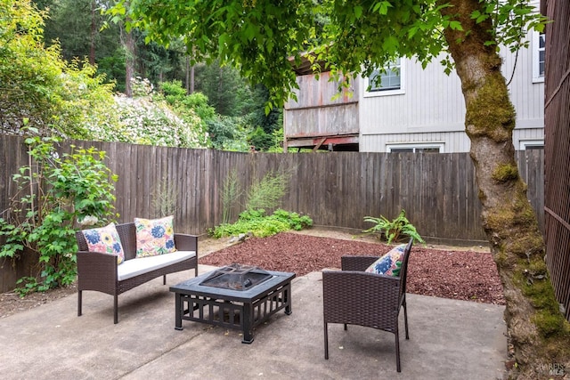 16635 Center Way, Guerneville, CA 95446 - view of patio / terrace with a fire pit and a fenced backyard