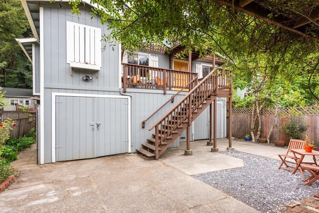 16635 Center Way, Guerneville, CA 95446 - back of property with fence, stairs, and a patio area