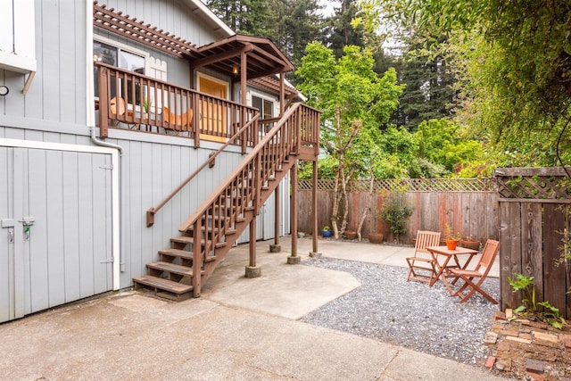 16635 Center Way, Guerneville, CA 95446 - view of patio / terrace with a fenced backyard, stairway, and a wooden deck