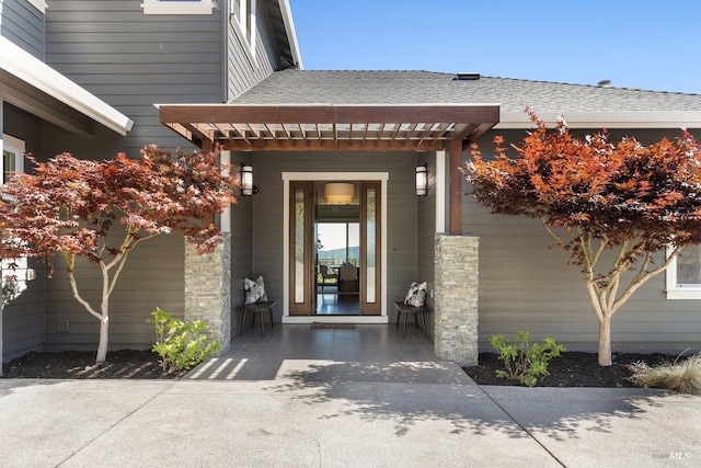 12 Nunes Dr, Novato, CA 94945 - entrance to property featuring a porch and roof with shingles
