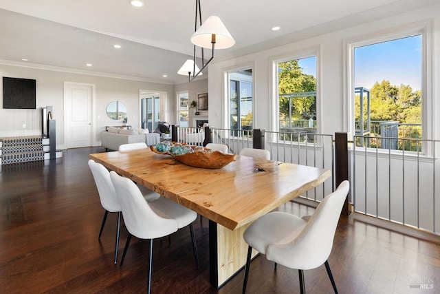 12 Nunes Dr, Novato, CA 94945 - dining room with recessed lighting, healthy amount of natural light, crown molding, and dark wood finished floors