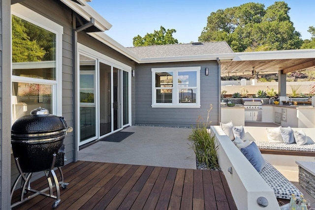12 Nunes Dr, Novato, CA 94945 - wooden terrace with an outdoor kitchen and grilling area