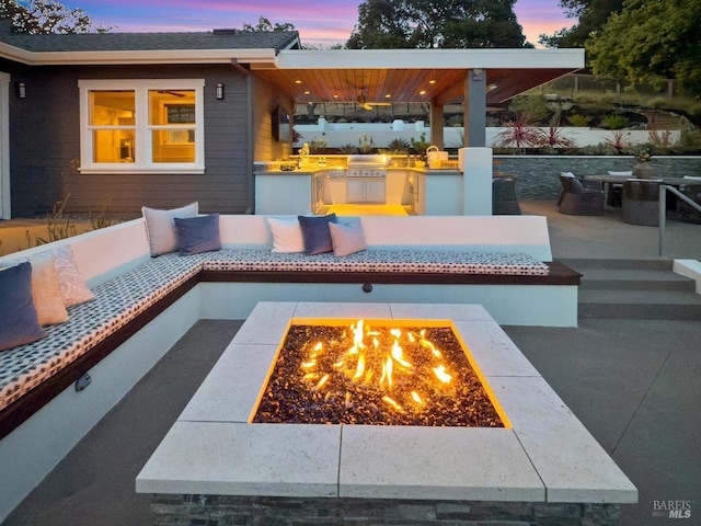 12 Nunes Dr, Novato, CA 94945 - view of patio / terrace with a fire pit, exterior kitchen, and a grill