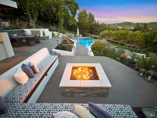 12 Nunes Dr, Novato, CA 94945 - view of pool featuring an outdoor fire pit and a patio area