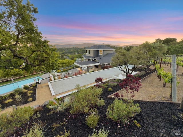 12 Nunes Dr, Novato, CA 94945 - pool at dusk featuring an outdoor pool