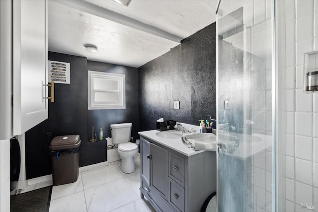 400 Wolfe St, Vallejo, CA 94590 - full bath with a shower stall, toilet, vanity, and marble finish floors