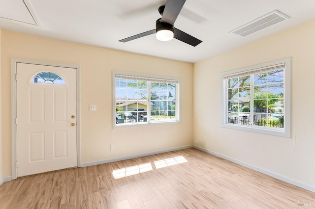213 Sperry Ave, Vallejo, CA 94590 - foyer featuring light wood-style flooring, ceiling fan, and baseboards