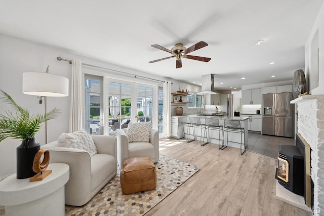 249 Los Palos St, Sonoma, CA 95476 - living room featuring ceiling fan, light wood-style flooring, and recessed lighting