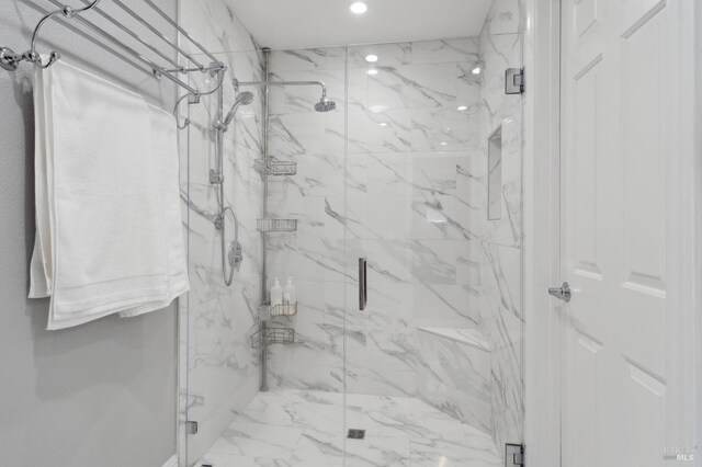 249 Los Palos St, Sonoma, CA 95476 - bathroom with a marble finish shower and recessed lighting