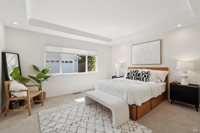 249 Los Palos St, Sonoma, CA 95476 - bedroom with a raised ceiling, carpet floors, recessed lighting, and baseboards