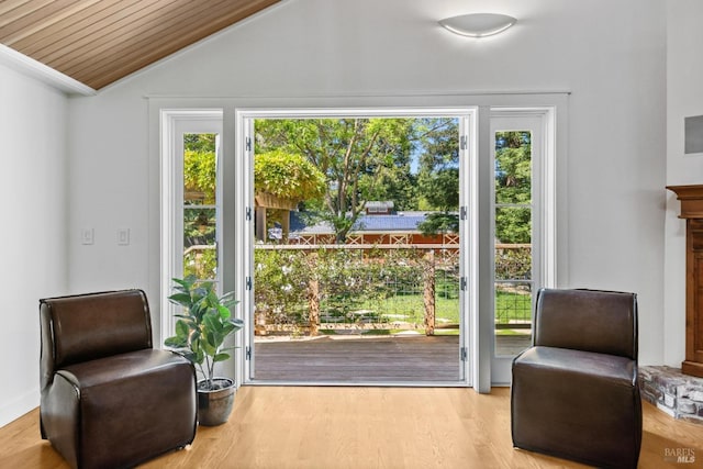 2170 Vineyard Rd, Novato, CA 94947 - entryway with plenty of natural light, lofted ceiling, wood finished floors, and wooden ceiling