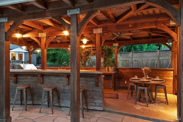 2170 Vineyard Rd, Novato, CA 94947 - view of patio / terrace featuring fence, a gazebo, and ceiling fan